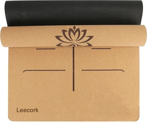 LEECORK Custom Design Biodegradable Natural Cork Yoga Matte Non Slip Yoga & Pilates Recycled Rubber Cork Yoga Mat
