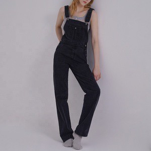 Eco Friendly Straight Leg Denim Dungarees Rompers Loose Jean Overalls for Women