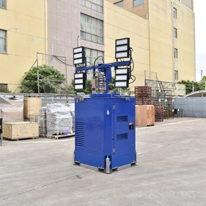 Cube Type Hybrid Diesel Battery Light Tower 4x350W LED Mobile Trailer Lighting Tower with Telescopic Mast for Mining Site