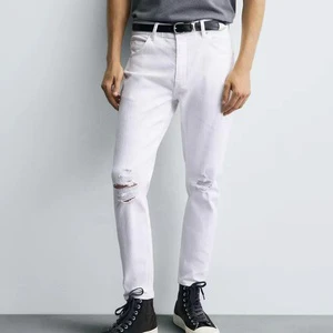 OEM Manufacturer Men's Elegant Slim Fit Biker Skinny Denim Pants Man Ripped Straight Design Distressed Washed Baggy Jeans Pants