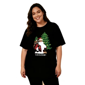 Casual Christmas Plus Size Women's Solid T-Shirt 100% Cotton 180GSM Crew Neck Short Sleeve Logo Printed Breathable Eco-Friendly