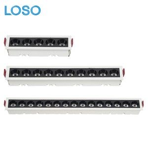 LOSO New Product Indoor Office Store Home Aluminum 10W 20W 30W Recessed Linear LED Grille Lamp