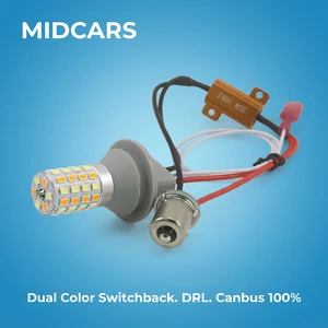 LED Bulb Anti Hyper Flash Switchback DRL Turn Signal Built-in Resistor Error Free Canbus Ready 3156 1156 7440 Dual Color