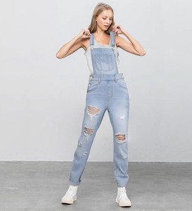 Women's New European and American Ripped Denim Overalls Destroyed Jeans Jump Suit for Summer Casual Style-Wholesale