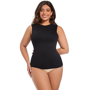 Women Plus Size Seamless Sleeveless Tank Top Wide Shoulder Straps Breathable Compression Fashion Shaping Vest
