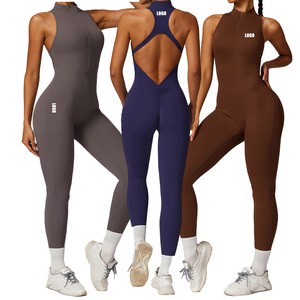 YQ Women's Gym Jumpsuit Zip up Sports Bodysuits&jumpsuits Activewear Yoga Jumpsuits One Piece Workout Romper