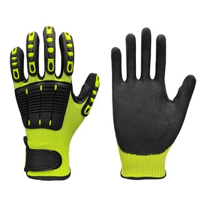 Fluorescent Yellow Anti-Collision TPR Safety Gloves Non-Slip Wear-Resistant Shock-Absorbing Cut-resistant EN388 Certified 26cm