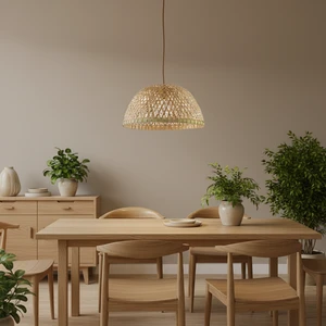 Customized Bamboo Weaving Pendant Lamp Creative Basket Ceiling Hanging Light Fixture Modern Dining Room Bathroom Decor LED