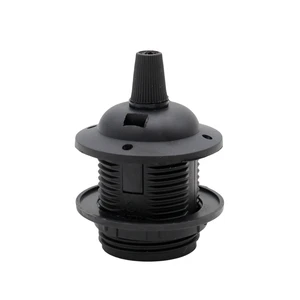 E27 Plastic Full Threaded Lamp Socket Holder With Lampshade Ring