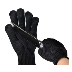 GG1003 Cut Resistant Stab Puncture Proof Stainless Steel Wire Fiber Safety Gloves Black Anti-Cut Work Gloves Level 5