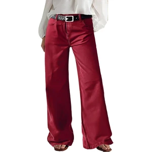 Hot Sell Women's Summer Mid Waist Breathable Eco-Friendly Solid Vintage High-quality Wide Leg Denim Pants