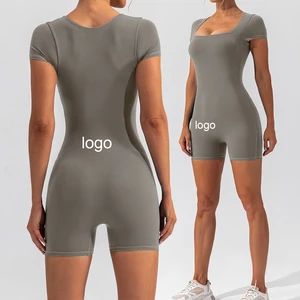 New Nude All-In-One Sports Bodysuit Short-Sleeved Jumpsuit Training for Aerial Yoga
