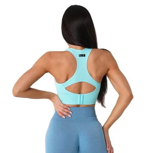 Sujetador Deportivo for High for Racer Back Seamless High Support Plus Size Yoga Sports Bra with Front Logo