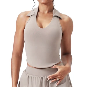 Breathable Turn-Down Collar Sports Bra Seamless Yoga Top for Running, Gym & Outdoor Fitness