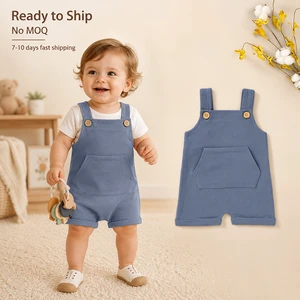 0-4Y Baby Boys Girls French Terry Short Overalls Adjustable Straps Short Overalls Romper Dungarees