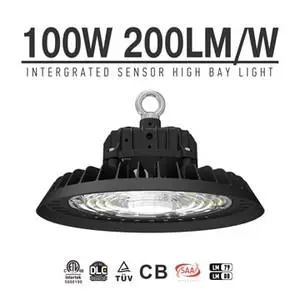 3rd Gen Motion Sensor IP65 Water Resistant High Bay Light UFO Warehouse LUMILEDS SMD2835 LEDs 5-Year Warranty Multiple Power CCT