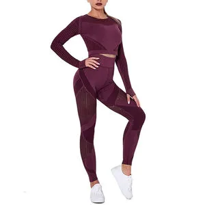 Custom Women's Yoga Suit Solid Pattern Sport Clothing Plus Size Workout Sets Wholesale Bulk Availability Women's Activewear