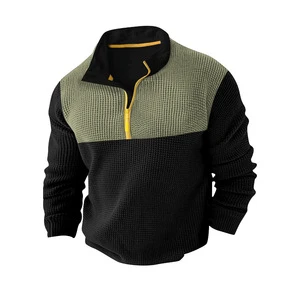 Solid Pattern Men's Casual Sports Top with Half Zipper Long Sleeves and Loose Fit for CrossBorder Sales