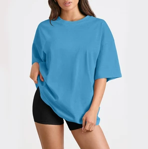 High Quality Women's Plus Size Summer Terry T-Shirt Custom Embroidery Print Logo Cotton Casual Knitted Plain Graphic