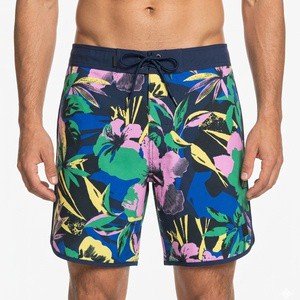 Custom Quick Dry Men's Swim Trunks Floral Print Beach Board Shorts Breathable Mesh Lining Men Swimming Shorts With Drawstring