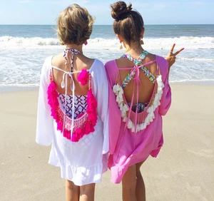 Short Sleeves Beach Cover Ups Summer Swimwear/Cover up Beach Dress
