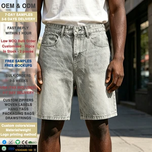 Manufacturer Baggy Oversized Men's Summer Denim Shorts Custom Made OEM High Quality Embroidery Logo Breathable Jeans Shorts D348
