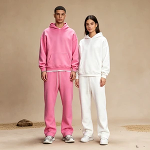 2026 New Arrival Unisex Hooded Tracksuit Set Heavyweight Fleece 2 Piece Casual Outfit Custom Logo