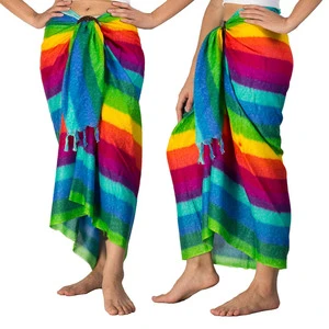 Beach Cover up Rayon Sarong 2022 Fashion Solid Color Swimwear Beach Wraps Colorful Indonesia Best Quality for Women