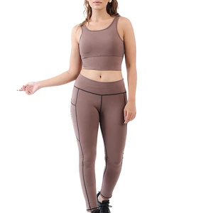Private Label Soft Seamless 5pcs Yoga Fitness Set Stretchy Seamless Ribbed Yoga Gym Set Fitness Women Wear