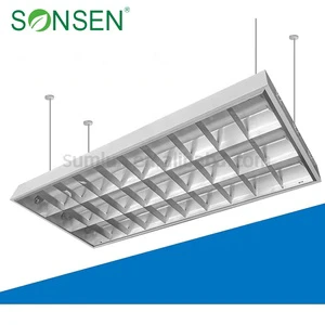 600x600 1200x600 T8 Ceiling Grille Lamp Receangle 36w 40w 54w Office School Grille Light T5 T8 Recessed Grille Lighting Fixture