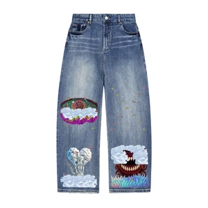 Moderate Denim Unisex Blue Jeans 70% Cotton/28% Polyester/2% Spandex Blend 16.0 Oz/yd (543 G/m) Fabric Weight Sun Fade Design