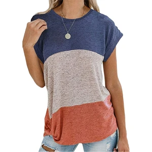 Women Plus Size Knitted 100% Cotton V-neck Short Sleeve Regular Fit Casual 180g Spring/Summer Soft Breathable Simple Tshirt