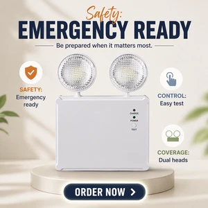 4.8W/6W LED Emergency Light 3 Hours Backup Sealed Lead-acid Battery Wall Mount Suitable Damp Locations 100-240V