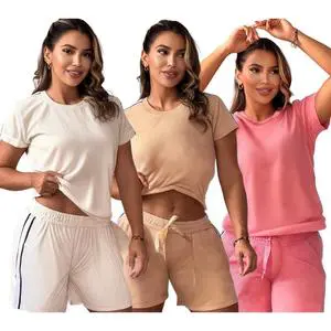 Luxury Brand Designer Women's Casual Print Above Knee Satin Breathable 2-Piece Sports Suit 2026 New Release Short Sleeve Summer