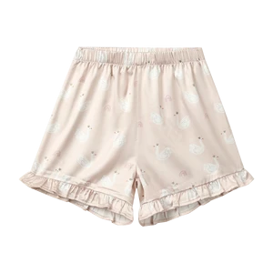 Cozy Customizable Casual Short Girls' Pyjama Bottoms with Elastic Waistband for All Season Sleep & Lounge