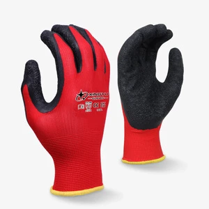 XINGYU Polyester Safety Latex Coated Garden Gloves Crinkle Latex Coated Safety Work Gloves Black Safety Mechanic Work Gloves