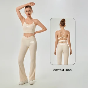Activewear Manufacture Two Piece Gym Sports Workout Wear Custom Logo Active Wear Gym Fitness Clothes Yoga Set Women High Quality