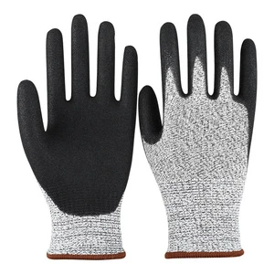 HPPE Level 5 Anti-Cut Thickened Matte Rubber Surface Safety Industrial Heavy Duty Work Protection 13 Needle Cut Resistant Gloves