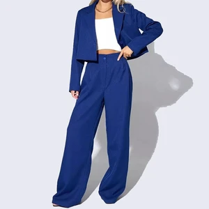 Women's New Design Fashion Casual Short Slim Suit Blazer and Pants Set Ladies Mini Suits