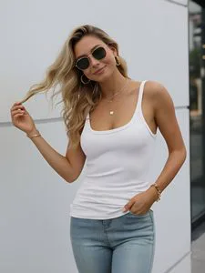 Women's Casual Camisole Tops Tank Top Breathable Eco-Friendly Close Fitting Knitted Plus Size Wholesale Custom