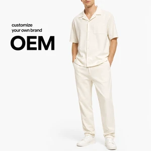 Custom Men Two Piece Set Open Collar Shirt And Trousers Summer Casual Outfit OEM ODM Manufacturer