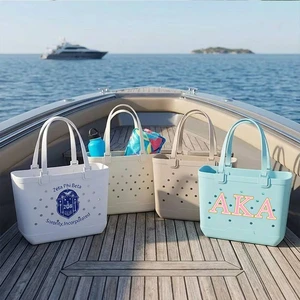 Print Logo Solid Color EVA Waterproof Washable Beach Tote Bag For Summer Women Travel With PVC Lining Eva Bag Manufacturer