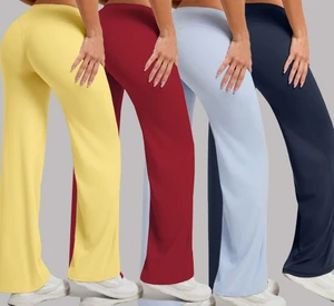 Custom Logo Nylon Spandex Sportswear Women High Waist Sports Flare Pants Gym Workout Fitness Clothing Butt Lift Yoga Leggings
