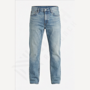 Custom Men's Slim Fit Straight Leg Solid Stonewashed Denim Jeans Full Length Baggy Vintage Style Breathable Quick Dry Spring