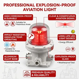 Multi Watt Solar Explosion Resistant Flashing Beacon Medium High Intensity Safety Warning Lamp For Tall Structure