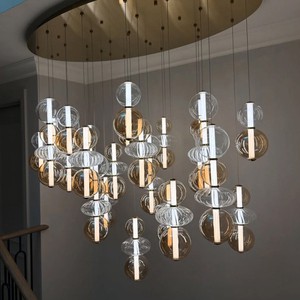Modern Luxury Blown Glass Chandelier Round Shape With Inner Light Hotel Villa Pendant Light LED Art Craft Decoration