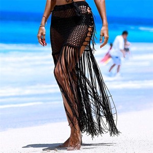TKS Tassels Beachwear Cover up Crochet Fishnet Swimsuit Beach Woman Cover up Beach Skirt Women Tunic Bathing Suit Cover Ups