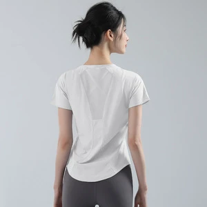 Summer New Yoga Tops for Women, Slim Fit Thin Fitness Wear, Breathable Quick Dry Short Sleeve Sports Blouse