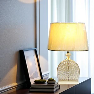 Simple Glass Table Lamp Desk Lamp with USB LED Soft Light French Gold Color Warm White Indoor Decor