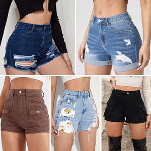 Used Women's Denim Shorts Jean Shorts Women 2025 Apparel Stock New Arrival Buy Bulk Item for Resell